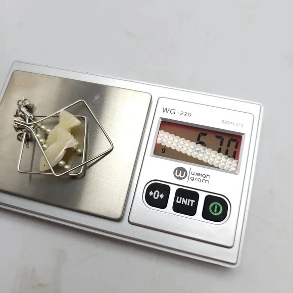 Zuni Sterling Silver Fish Earrings With MOP Pearl Accents Geometric Frame Design - Picture 5 of 5